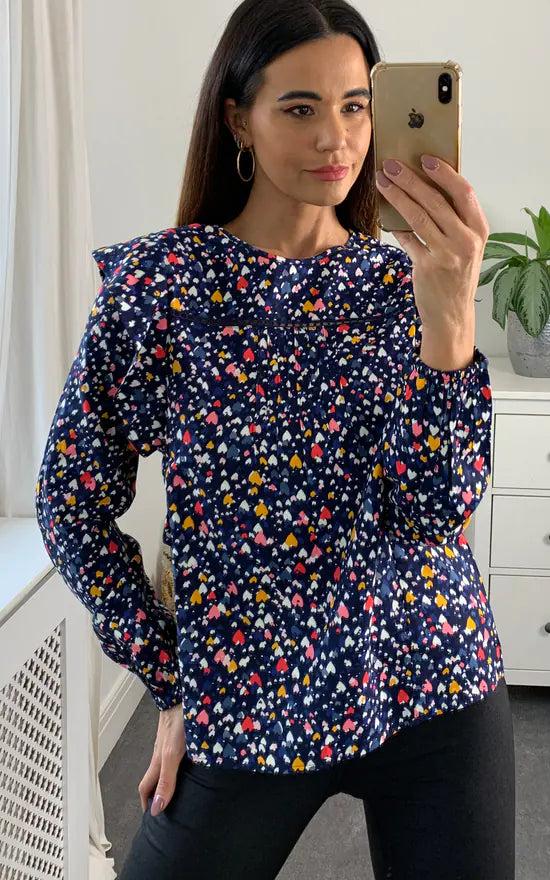 Fever London Heart Frill Blouse Colour Multi