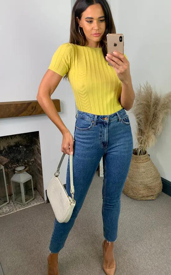 fever london Kingsley Knit Top Mustard
