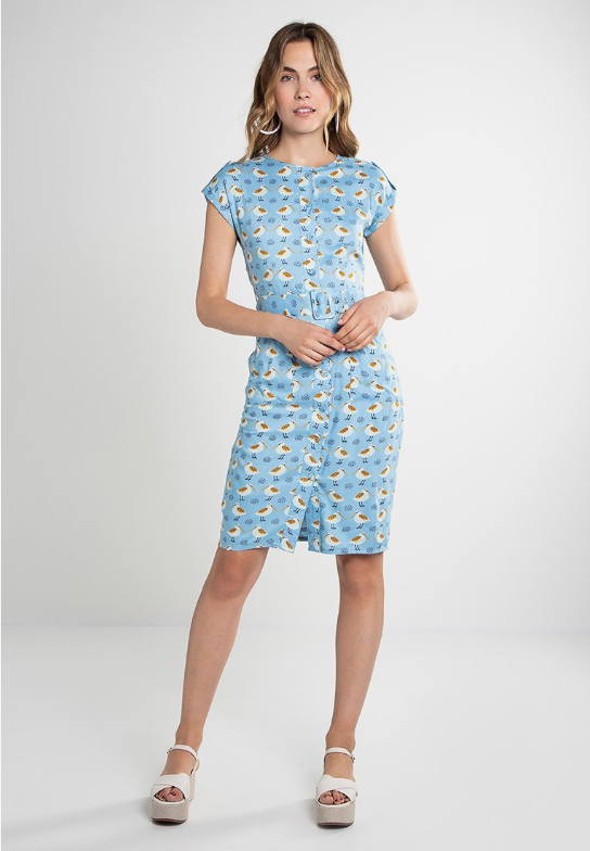 Fever London Lavinia Button Down Dress Sky