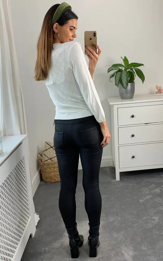 Fever London Mariel Cardigan Check Cream