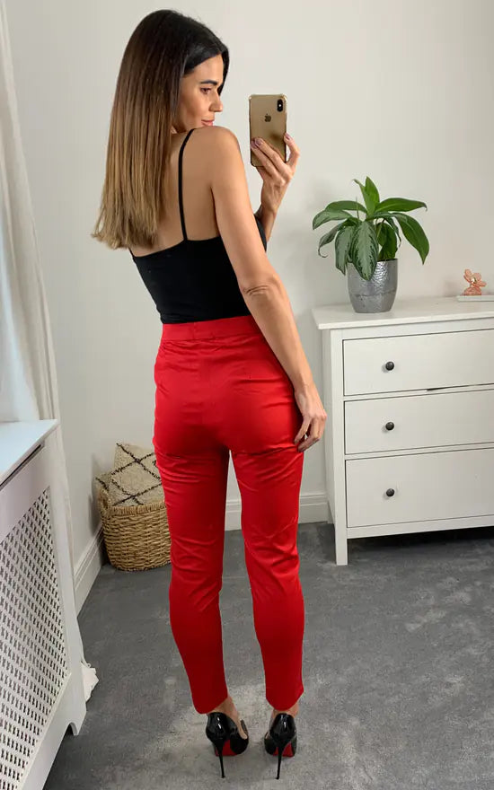 Fever London Penny Trousers Colour Red