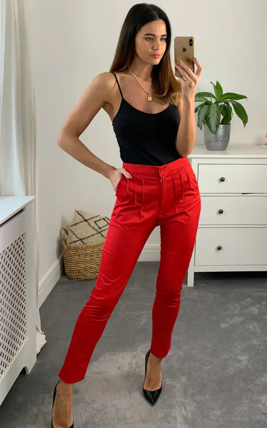 Fever London Penny Trousers Colour Red