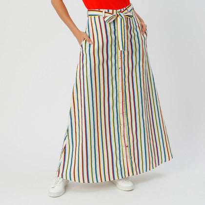 Fever London Pia Maxi Skirt Multi Stripe