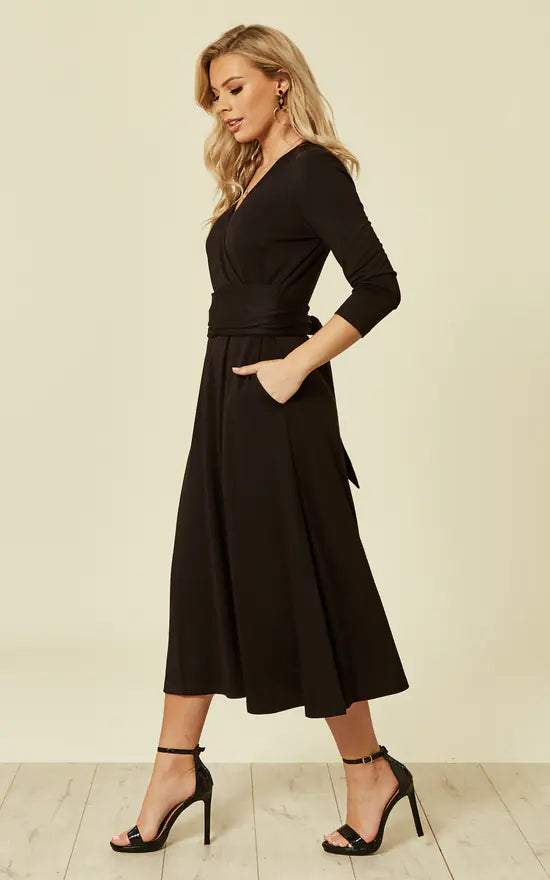 Fever London Rosalie Wrap Dress Black