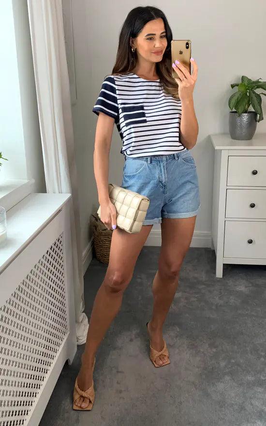 Fever London Stripe T Shirt White And Navy