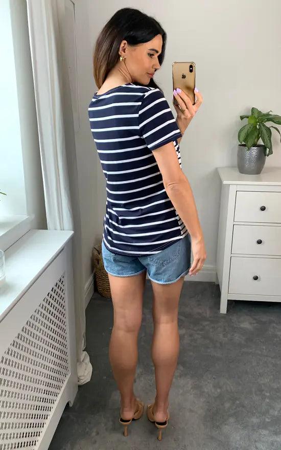 Fever London Stripe T Shirt White And Navy