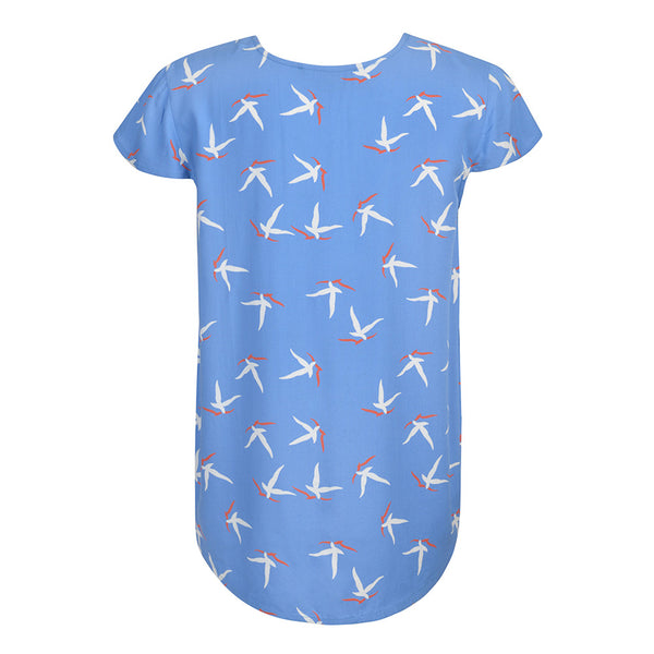 Fever London Filey V Neck Top Cornflower Blue/Coral