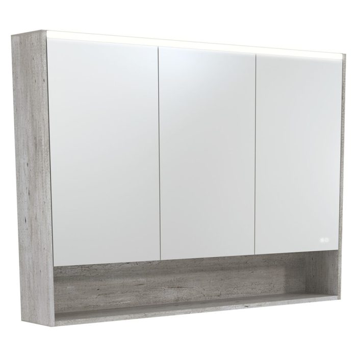 fienza 1200 LED Mirror Cabinet with Display Shelf Industrial