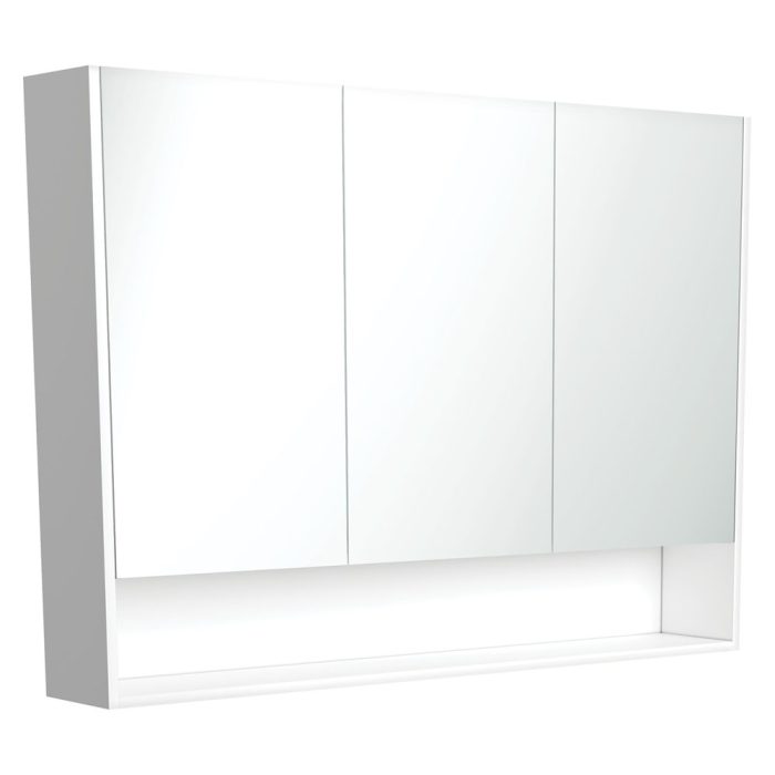 fienza 1200 Mirror Cabinet with Display Shelf Gloss White