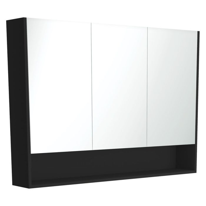 fienza 1200 Mirror Cabinet with Display Shelf Satin Black
