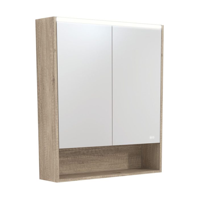 fienza 750 LED Mirror Cabinet with Display Shelf Scandi Oak