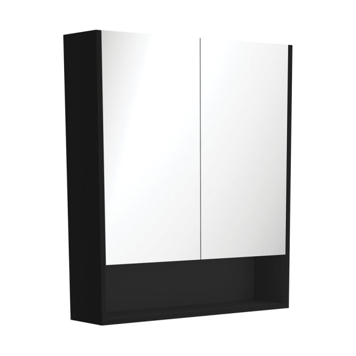 fienza 750 Mirror Cabinet with Display Shelf Satin Black