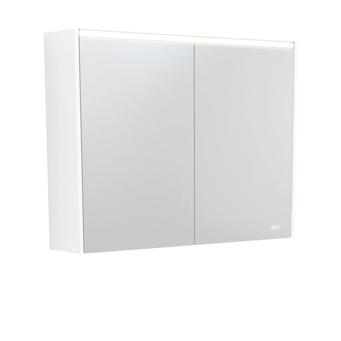 fienza 900 LED Mirror Cabinet with Gloss White Side Panels