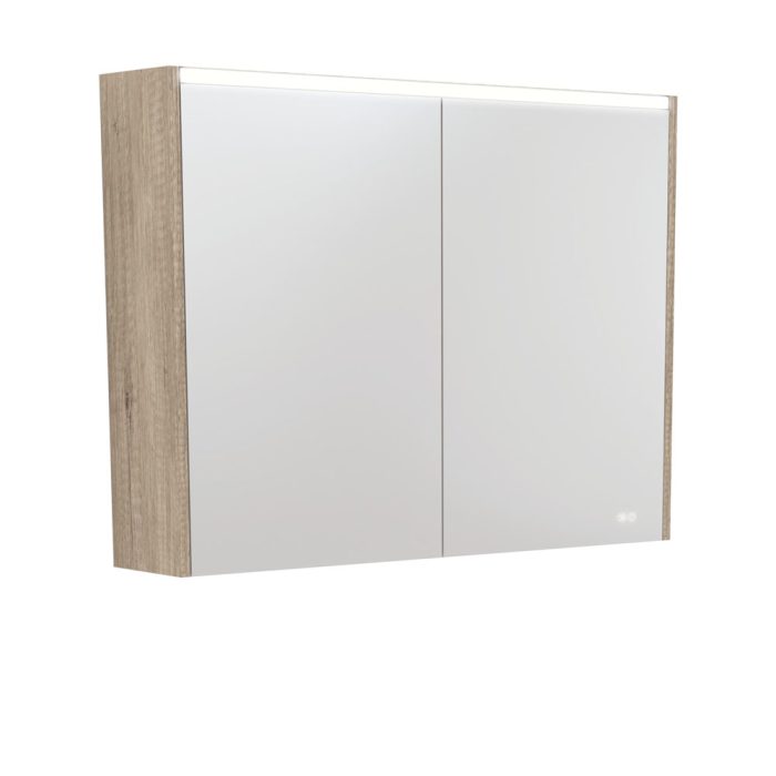fienza 900 LED Mirror Cabinet with Scandi Oak Side Panels