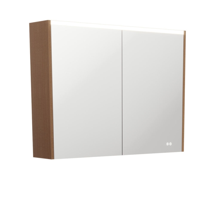 fienza 900 LED Mirror Cabinet with Walnut Side Panels