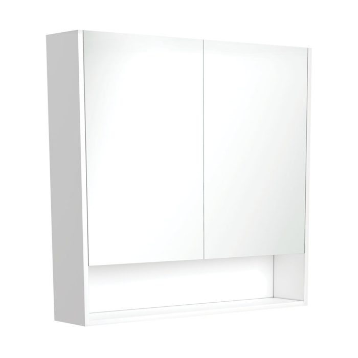 fienza 900 Mirror Cabinet with Display Shelf Gloss White