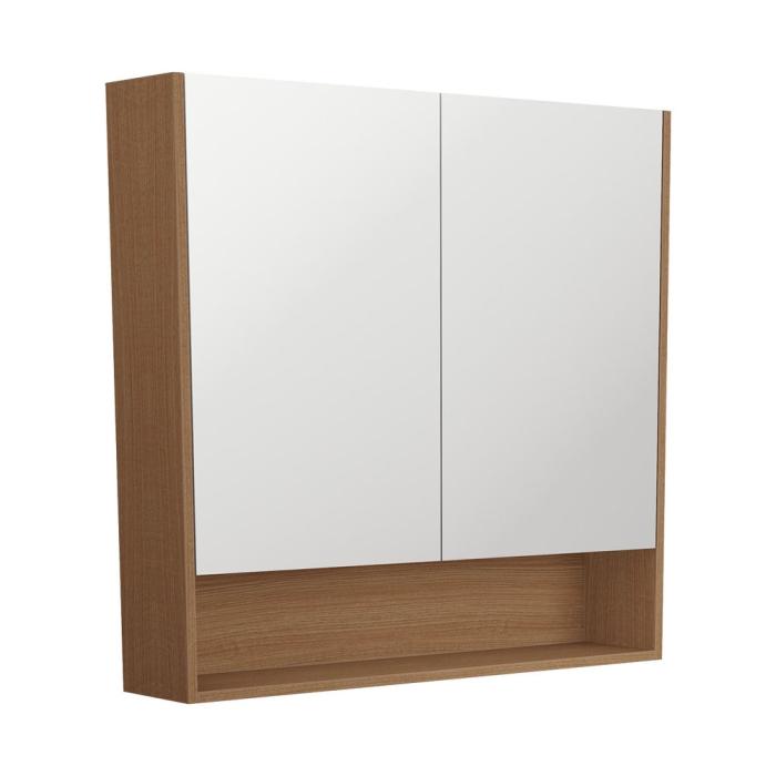 fienza 900 Mirror Cabinet with Display Shelf Walnut