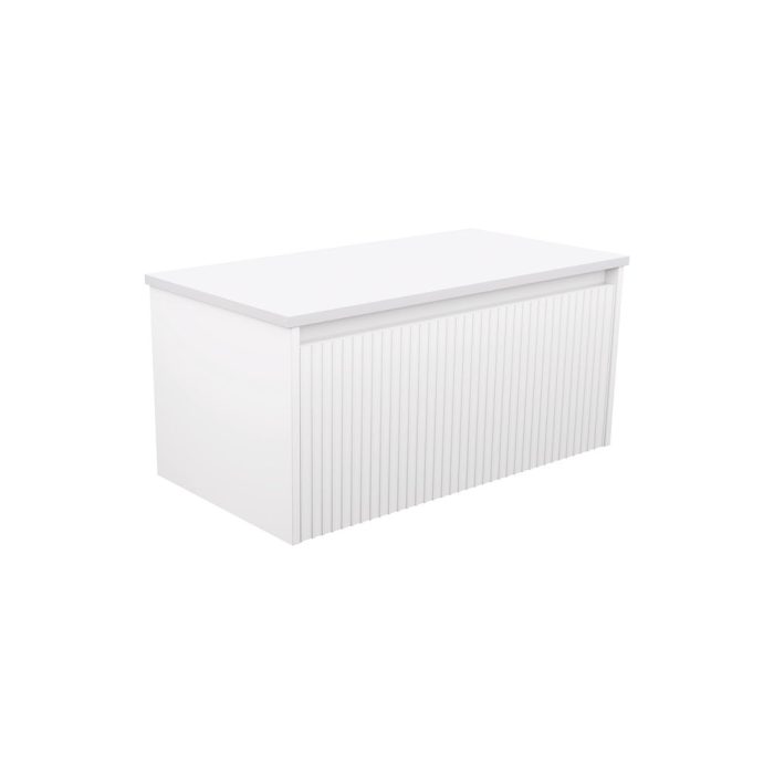fienza Alina Fluted Satin White 900 Wall-Hung Cabinet