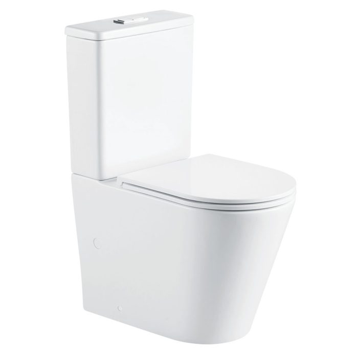 fienza Aluca Tornado Flush Back-to-Wall Toilet Suite Gloss White with Slim Seat