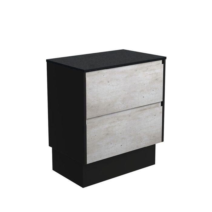 fienza Amato Industrial 750 Cabinet on Kickboard Satin Black Panels