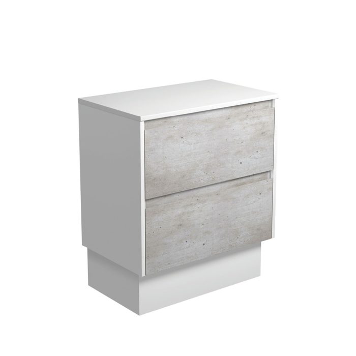 fienza Amato Industrial 750 Cabinet on Kickboard Satin White Panels