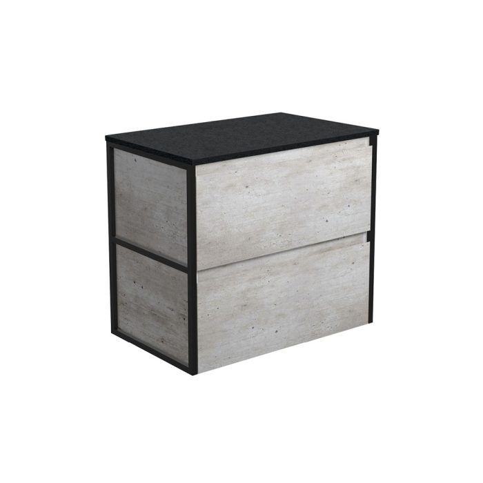 fienza Amato Industrial 750 Wall-Hung Cabinet Matte Black Frames