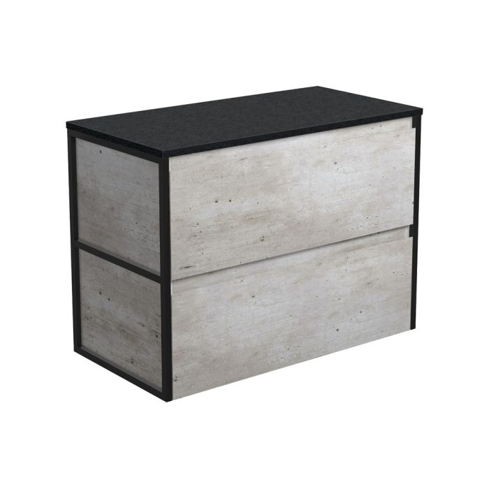 fienza Amato Industrial 900 Wall-Hung Cabinet Matte Black Frames