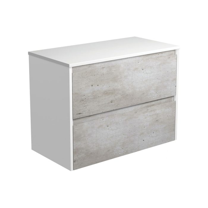 fienza Amato Industrial 900 Wall-Hung Cabinet Satin White Panels