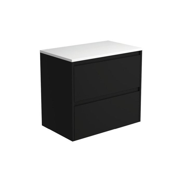 fienza Amato Satin Black 750 Wall-Hung Cabinet Satin Black Panels