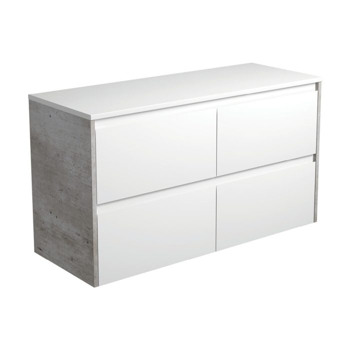 fienza Amato Satin White 1200 Wall-Hung Cabinet Industrial Panels