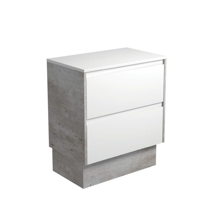 fienza Amato Satin White 750 Cabinet on Kickboard Industrial Panels