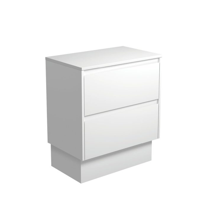 fienza Amato Satin White 750 Cabinet on Kickboard Satin White Panels
