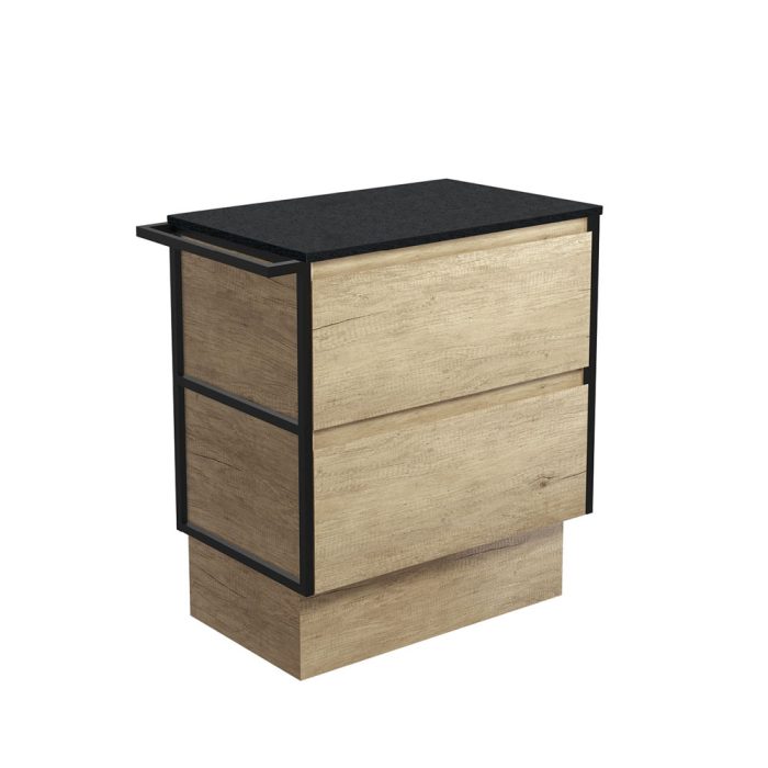 fienza Amato Scandi Oak 750 Cabinet on Kickboard 1 Frame & 1 Towel Rail