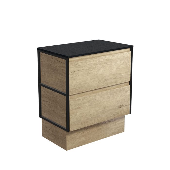 fienza Amato Scandi Oak 750 Cabinet on Kickboard Matte Black Frames