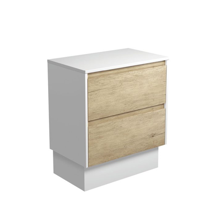 fienza Amato Scandi Oak 750 Cabinet on Kickboard Satin White Panels
