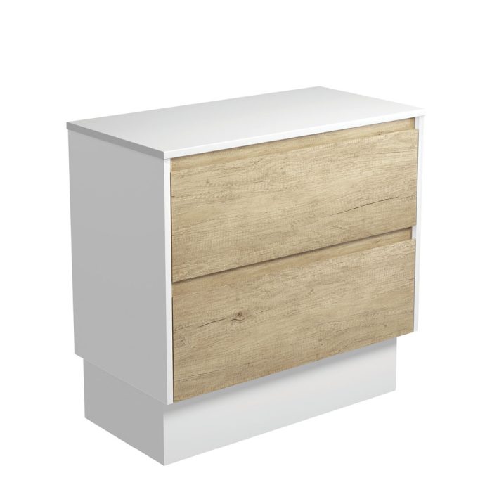 fienza Amato Scandi Oak 900 Cabinet on Kickboard Satin White Panels