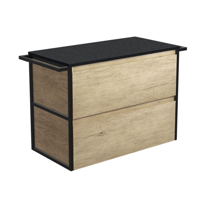 fienza Amato Scandi Oak 900 Wall-Hung Cabinet Matte Black Towel Rails