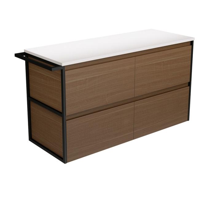 fienza Amato Walnut 1200 Wall-Hung Cabinet 1 Frame & 1 Towel Rail