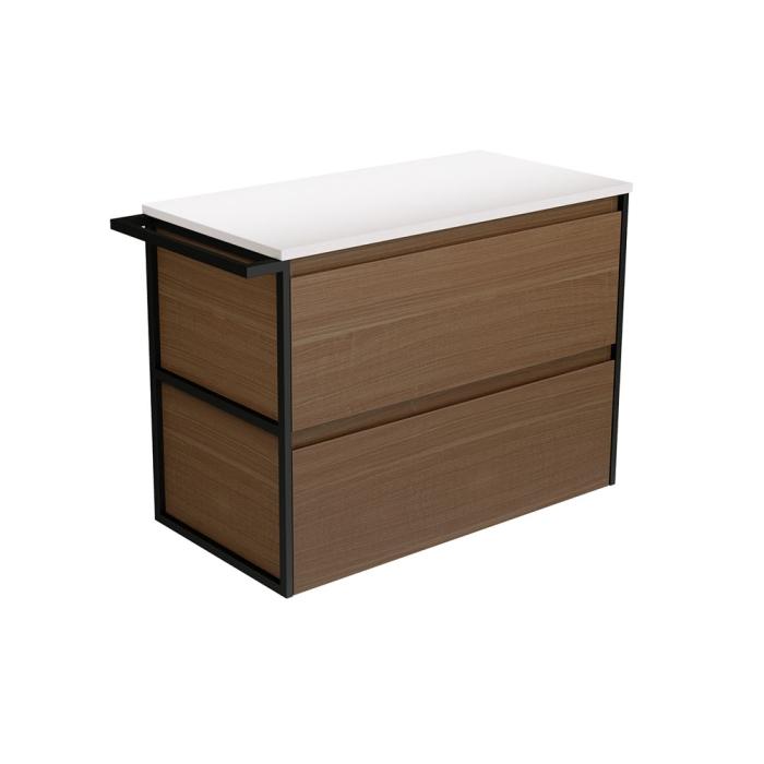 fienza Amato Walnut 900 Wall-Hung Cabinet 1 Frame & 1 Towel Rail