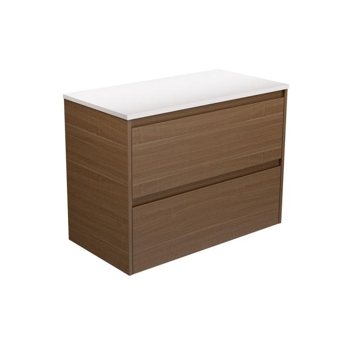 fienza Amato Walnut 900 Wall Hung Cabinet Walnut Panels