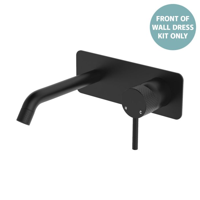 fienza Axle Wall Basin/Bath Mixer Dress Kit Rectangular Plate 160mm Outlet Matte Black