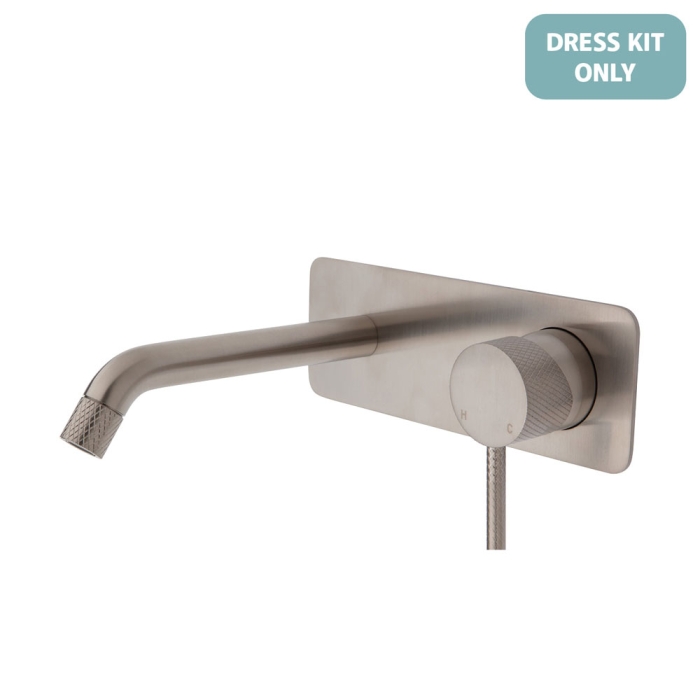 fienza Axle Wall Basin/Bath Mixer Dress Kit Rectangular Plate 160mm Outlet Brushed Nickel