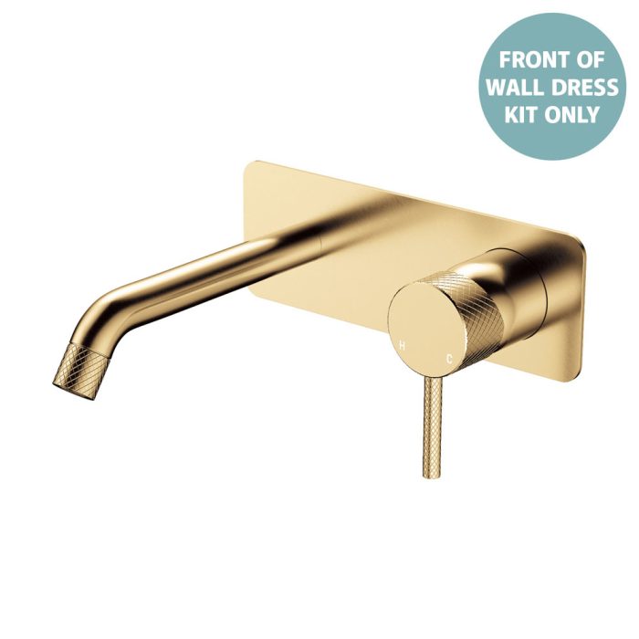 fienza Axle Wall Basin/Bath Mixer Dress Kit Rectangular Plate 160mm Outlet Urban Brass