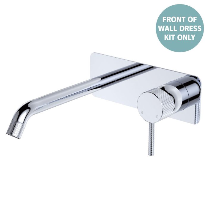 fienza Axle Wall Basin/Bath Mixer Dress Kit Rectangular Plate 200mm Outlet Chrome
