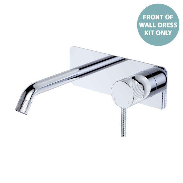 fienza Axle Wall Basin/Bath Mixer Dress Kit Rectangular Plate 160mm Outlet Chrome