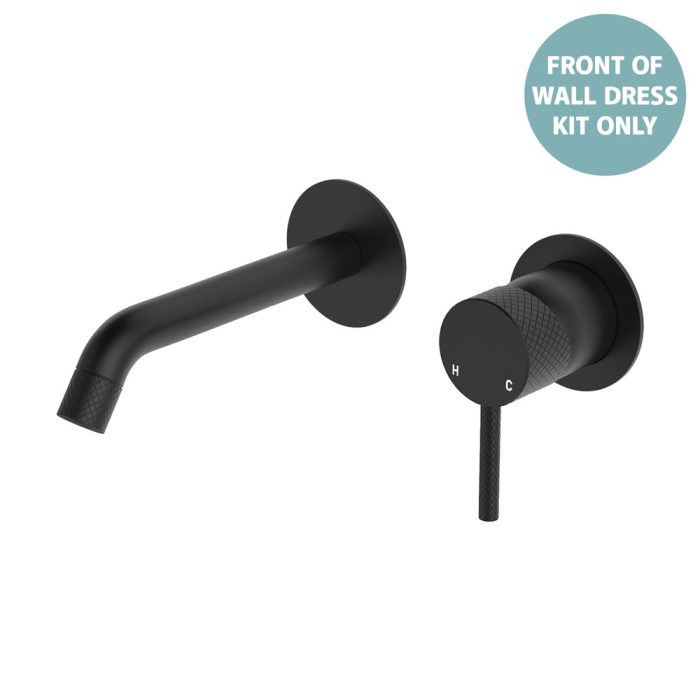 fienza Axle Wall Basin/Bath Mixer Dress Kit Round Plates 160mm Outlet Matte Black