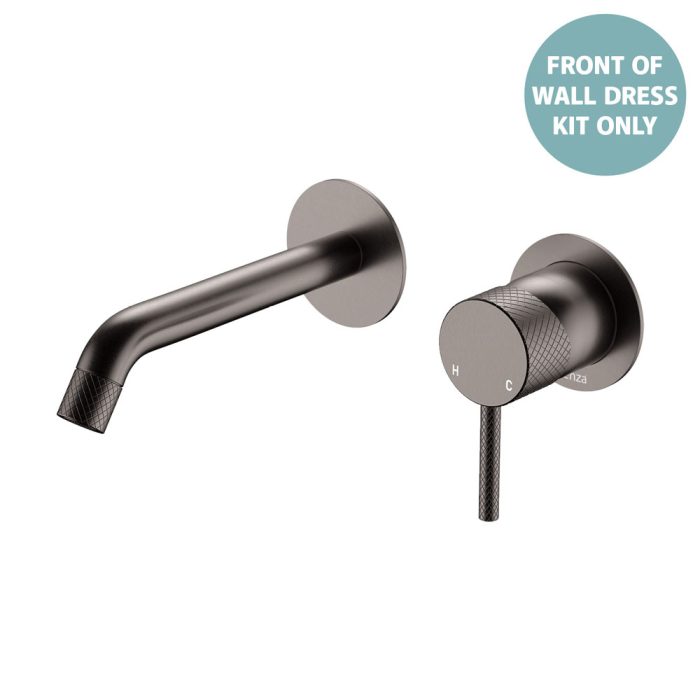 fienza Axle Wall Basin/Bath Mixer Dress Kit Round Plates 160mm Outlet Gun Metal
