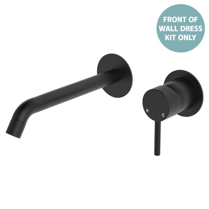 fienza Axle Wall Basin/Bath Mixer Dress Kit Round Plates 200mm Outlet Matte Black