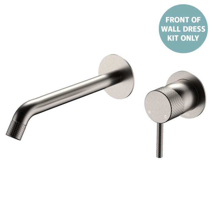 fienza Axle Wall Basin/Bath Mixer Dress Kit Round Plates 200mm Outlet Brushed Nickel