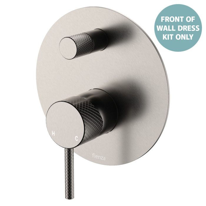 fienza Axle Wall Diverter Mixer Dress Kit Large Round Plates Brushed Nickel